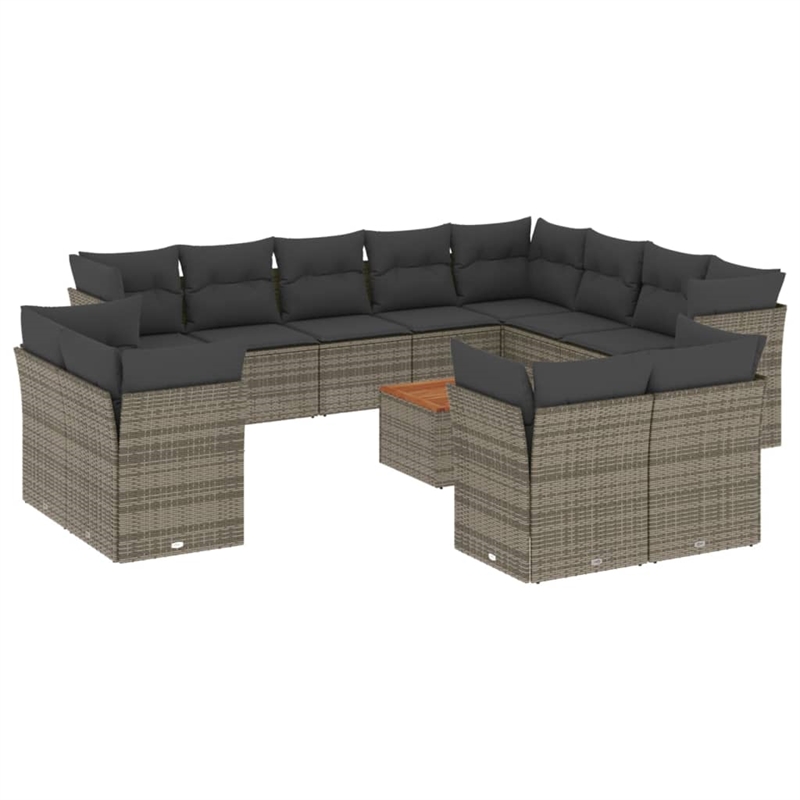 vidaXL 13 Piece Poly Rattan Small Sofa Set in Gray