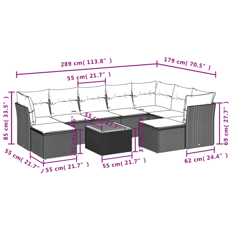 vidaXL 10 Piece Solid Acacia Wood Sofa Set in Beige