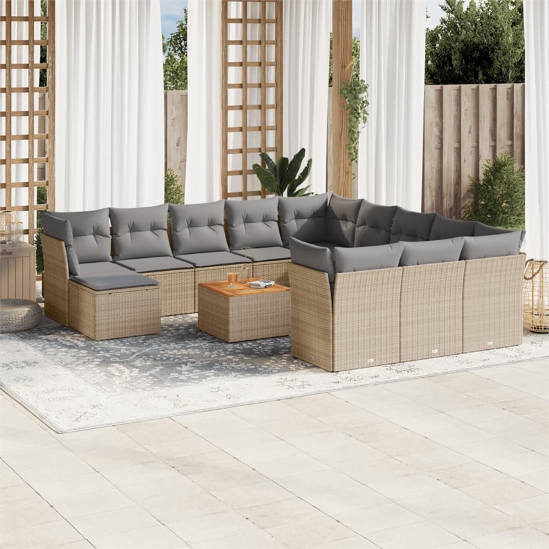 vidaXL 13 Piece Large Sofa Set in Gray/Beige