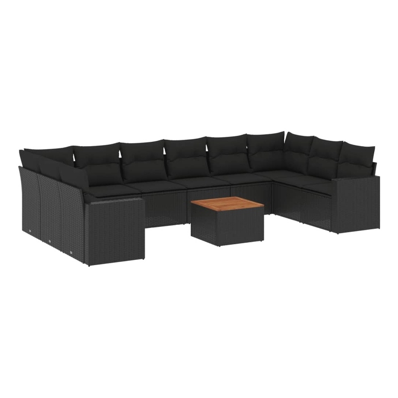 vidaXL Solid Acacia Wood Sofa Set in Black