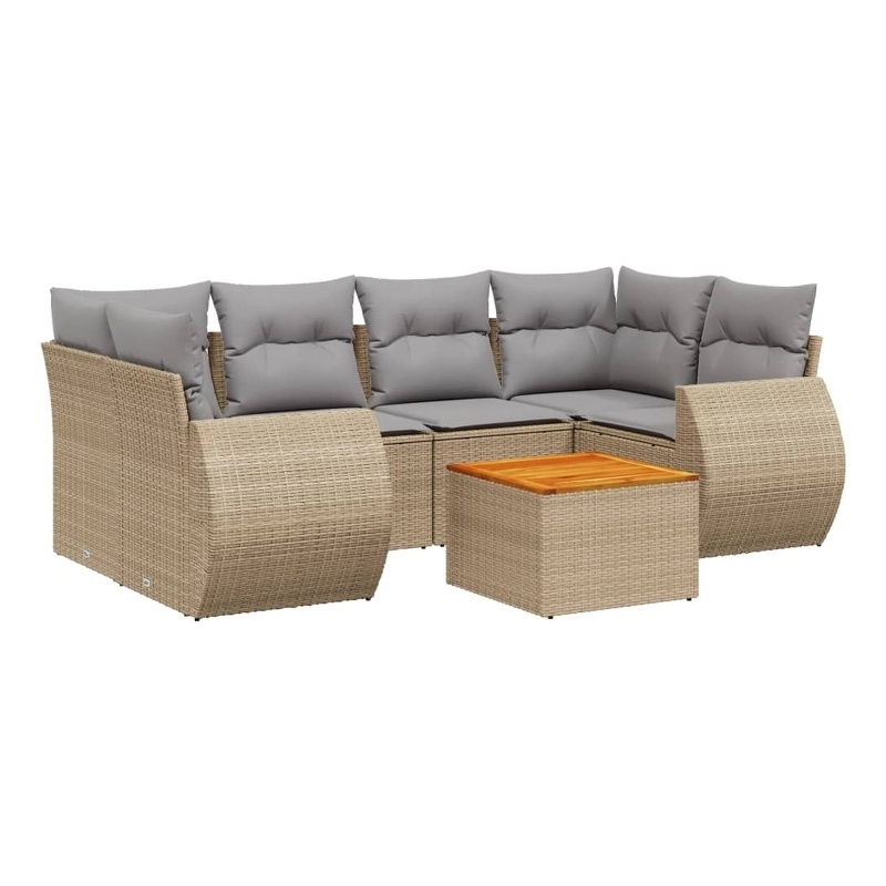 vidaXL Solid Acacia Wood Sofa Set in Gray/Beige