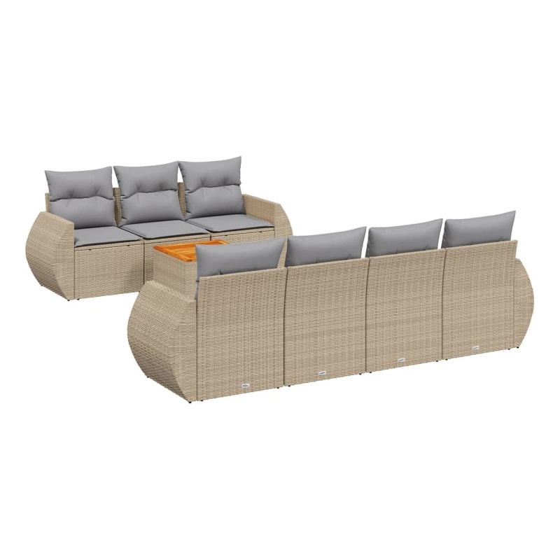 vidaXL 8 Piece Solid Acacia Wood Sofa Set in Beige