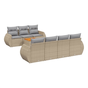 vidaXL 8 Piece Solid Acacia Wood Sofa Set in Beige