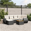 vidaXL 7 Piece Solid Acacia Wood Large Sofa Set in Black
