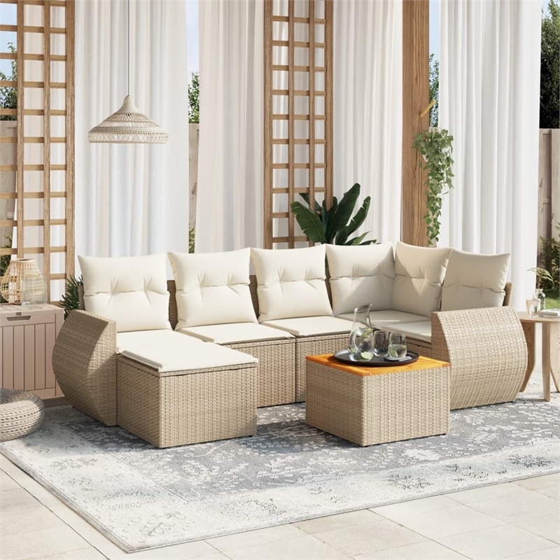 vidaXL 7 Piece Steel Sofa Set in Cream/Beige