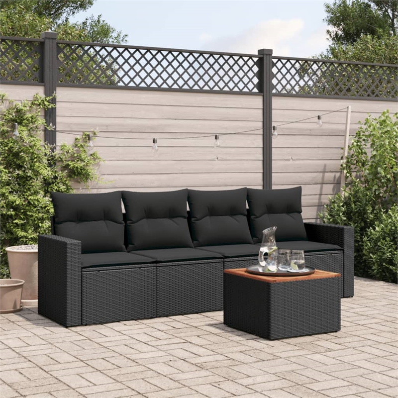 vidaXL 5 Piece Steel Sofa Set in Black