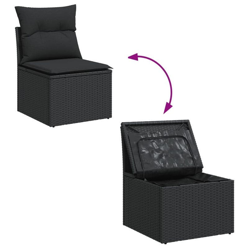 vidaXL 5 Piece Steel Sofa Set in Black
