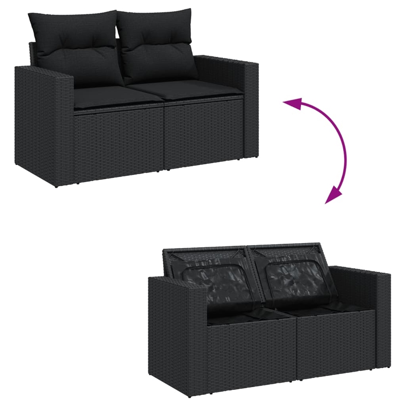 vidaXL 5 Piece Steel Sofa Set in Black