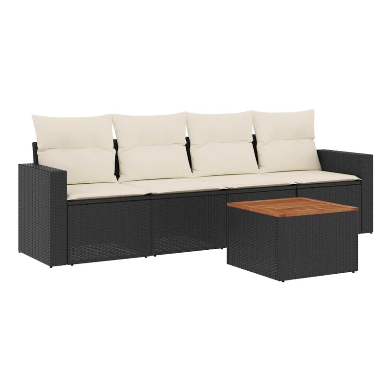 vidaXL 5 Piece Small Sofa Set in Black/White/Cream