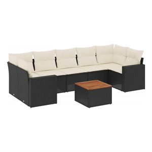 vidaXL 8 Piece Solid Acacia Wood Sofa Set in Black