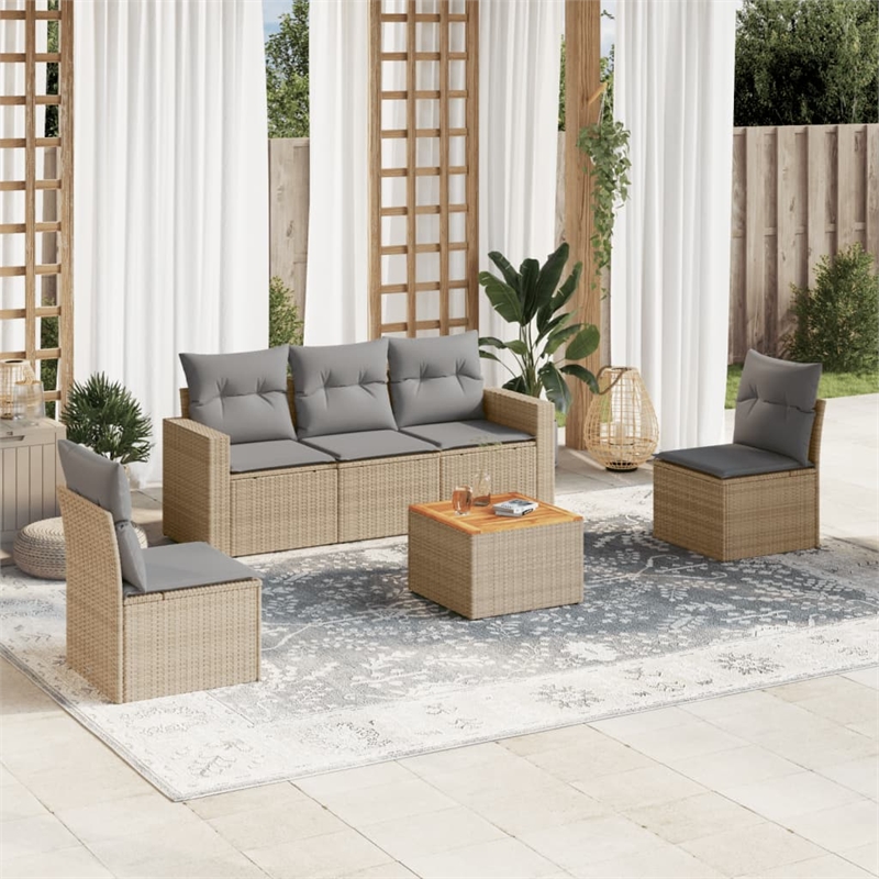 vidaXL 6 Piece Steel Sofa Set in Gray/Beige