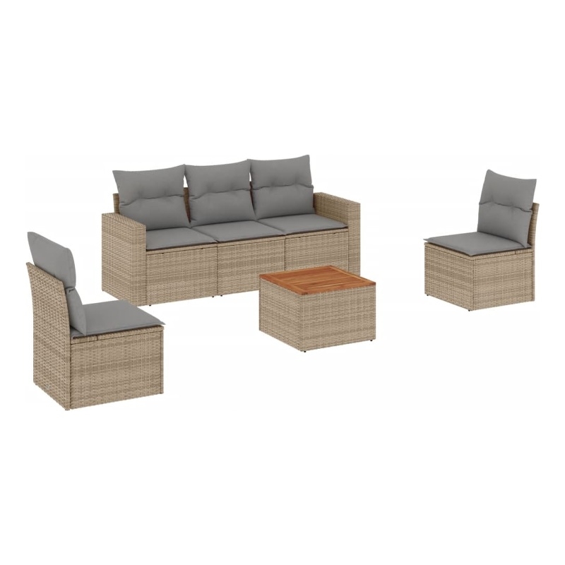 vidaXL 6 Piece Steel Sofa Set in Gray/Beige