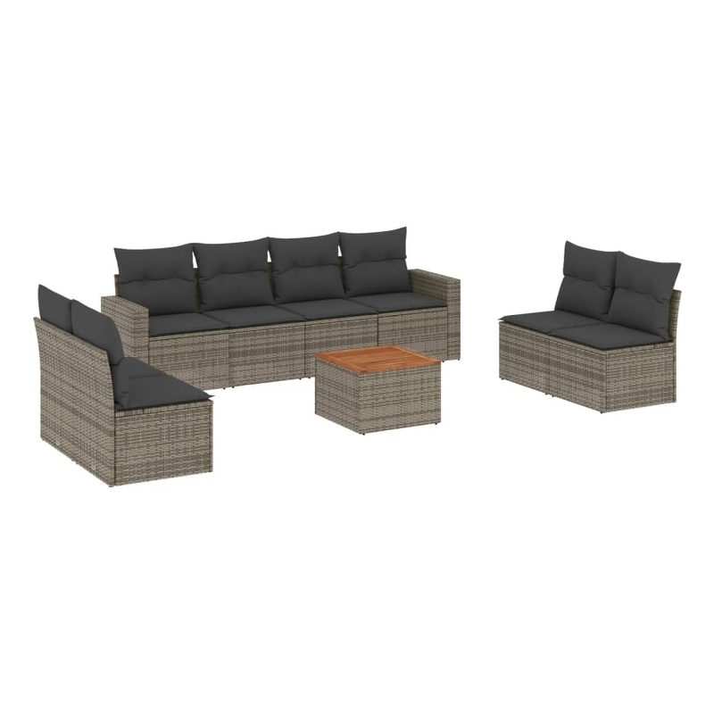 vidaXL 9 Piece Solid Acacia Wood Sofa Set in Gray