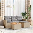 vidaXL 5 Piece Solid Acacia Wood Sofa Set in Beige