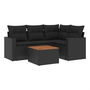 vidaXL 5 Piece Steel Sofa Set in Black