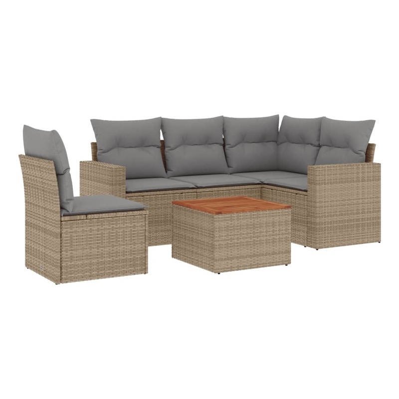 vidaXL 6 Piece Steel Small Sofa Set in Gray/Beige