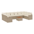 vidaXL 11 Piece Poly Rattan Sofa Set in White/Cream/Beige