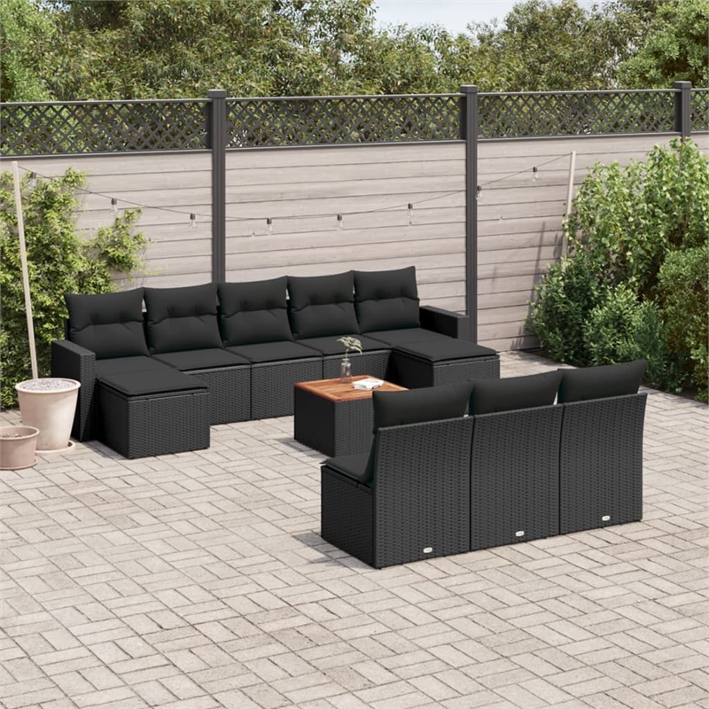 vidaXL Garden Sofa Set in Black
