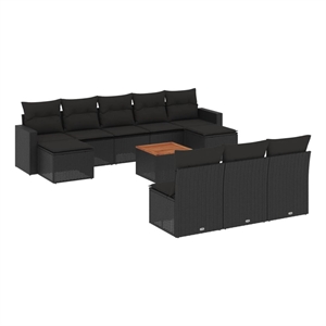 vidaXL Garden Sofa Set in Black
