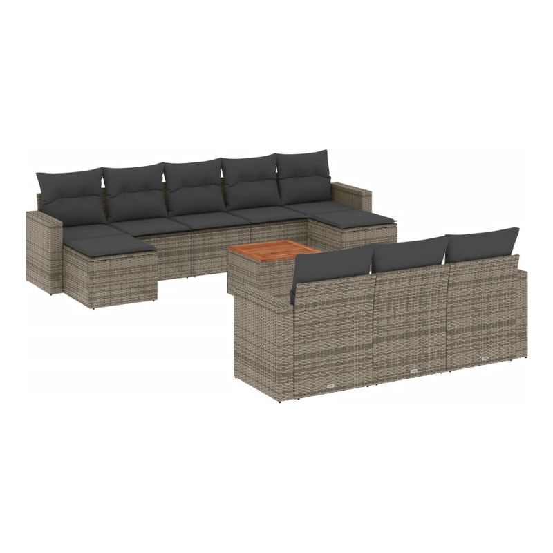 vidaXL 11 Piece Solid Acacia Wood Sofa Set in Gray