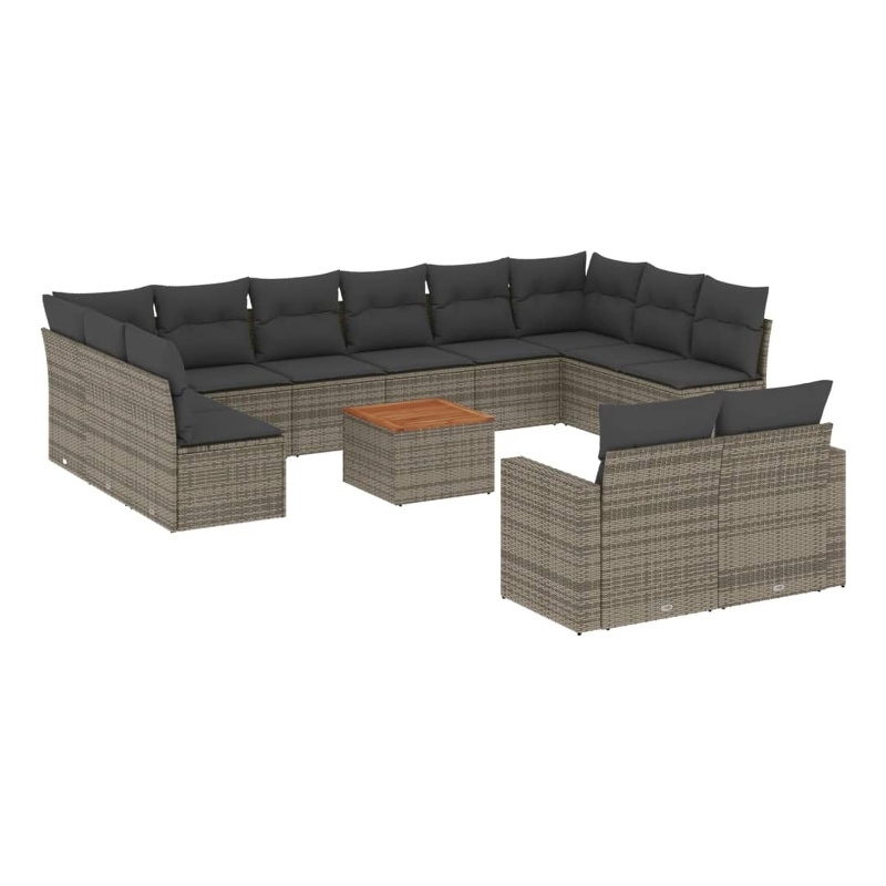 vidaXL 13 Piece Solid Acacia Wood Sofa Set in Gray