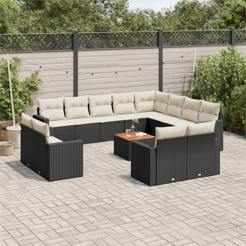 vidaXL Poly Rattan Large Sofa Set in Black