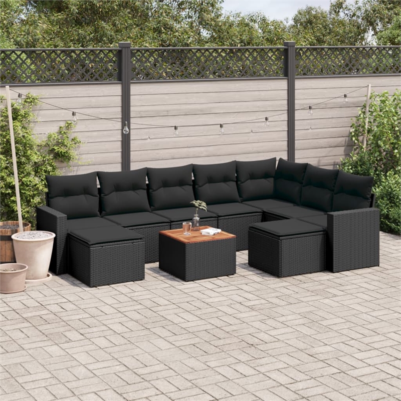 vidaXL 10 Piece Steel Sofa Set in Black