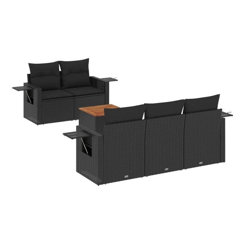 vidaXL 6 Piece Steel Small Sofa Set in Black