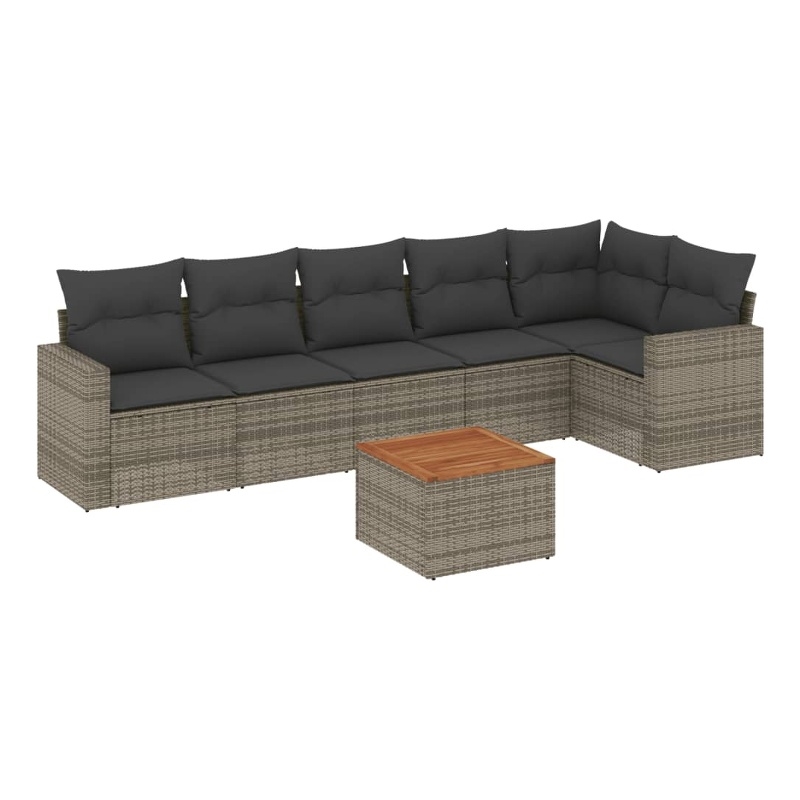 vidaXL 7 Piece Solid Acacia Wood Sofa Set in Gray