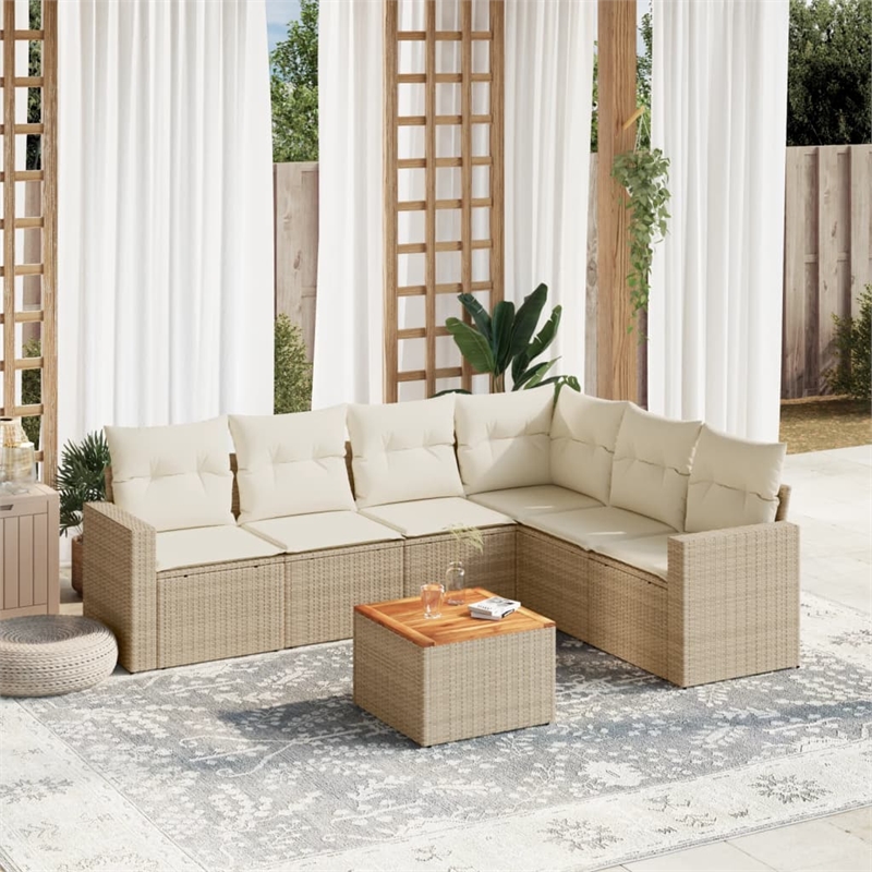 vidaXL 7 Piece Sofa Set in White/Cream/Beige