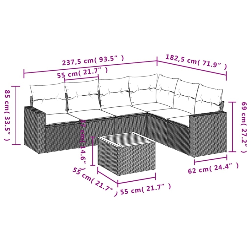 vidaXL 7 Piece Sofa Set in White/Cream/Beige