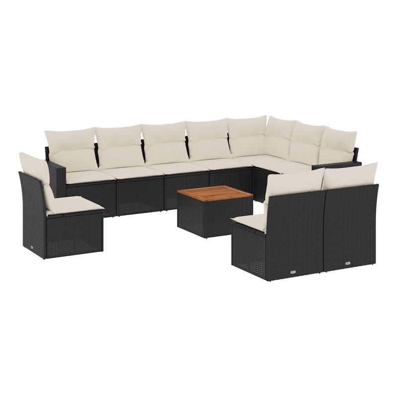 vidaXL 11 Piece Sofa Set in Black/White/Cream