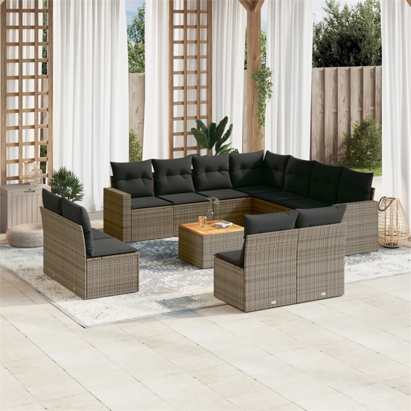 vidaXL 12 Piece Steel Sofa Set in Gray