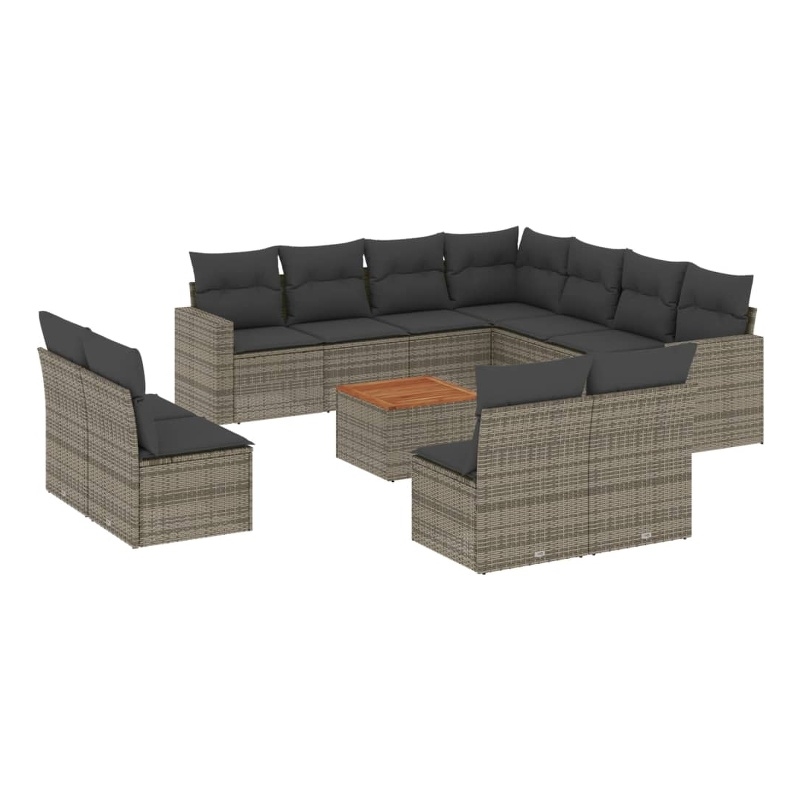 vidaXL 12 Piece Steel Sofa Set in Gray