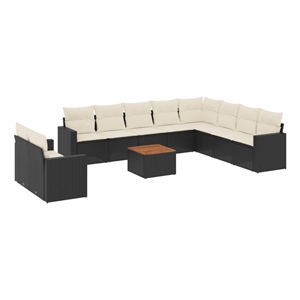 vidaXL 11 Piece Poly Rattan Sofa Set in Black
