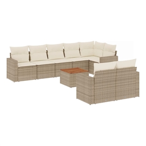 vidaXL 9 Piece Poly Rattan Sofa Set in Beige