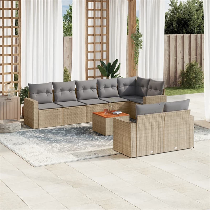 vidaXL Solid Acacia Wood Patio Sofa Set in Beige