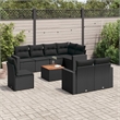 vidaXL 9 Piece Solid Acacia Wood Sofa Set in Black