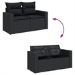 vidaXL 9 Piece Solid Acacia Wood Large Sofa Set in Black