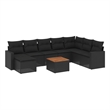 vidaXL 9 Piece Solid Acacia Wood Large Sofa Set in Black