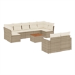 vidaXL 10 Piece Solid Acacia Wood Small Sofa Set in Beige