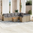 vidaXL Poly Rattan Sofa Set in Gray/Beige