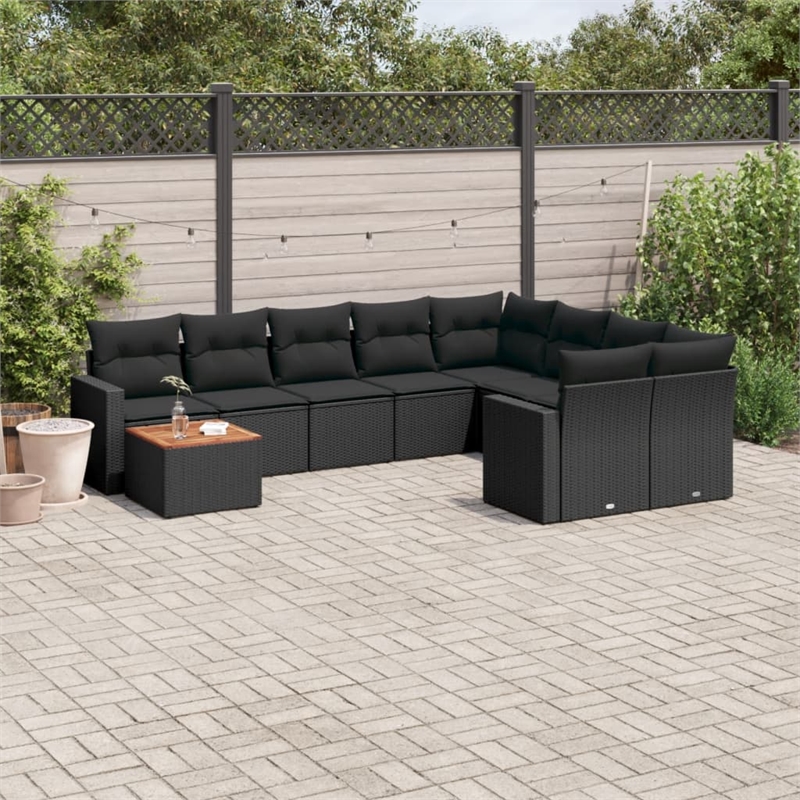 vidaXL 10 Piece Steel Sofa Set in Black