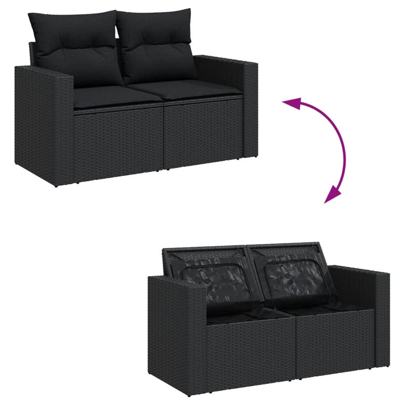 vidaXL 10 Piece Steel Sofa Set in Black