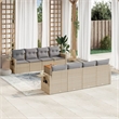vidaXL 9 Piece Solid Acacia Wood Sofa Set in Beige