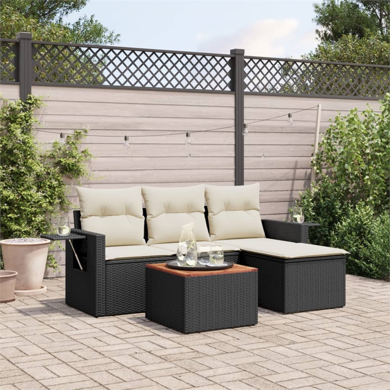 vidaXL 5 Piece Sofa Set in Black/White/Cream