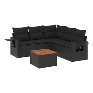 vidaXL Poly Rattan Sofa Set in Black
