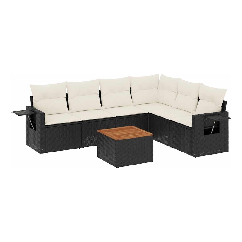 vidaXL 7 Piece Steel Sofa Set in Black/White/Cream
