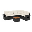vidaXL 7 Piece Steel Sofa Set in Black/White/Cream