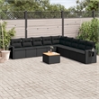 vidaXL 10 Piece Poly Rattan Sofa Set in Black